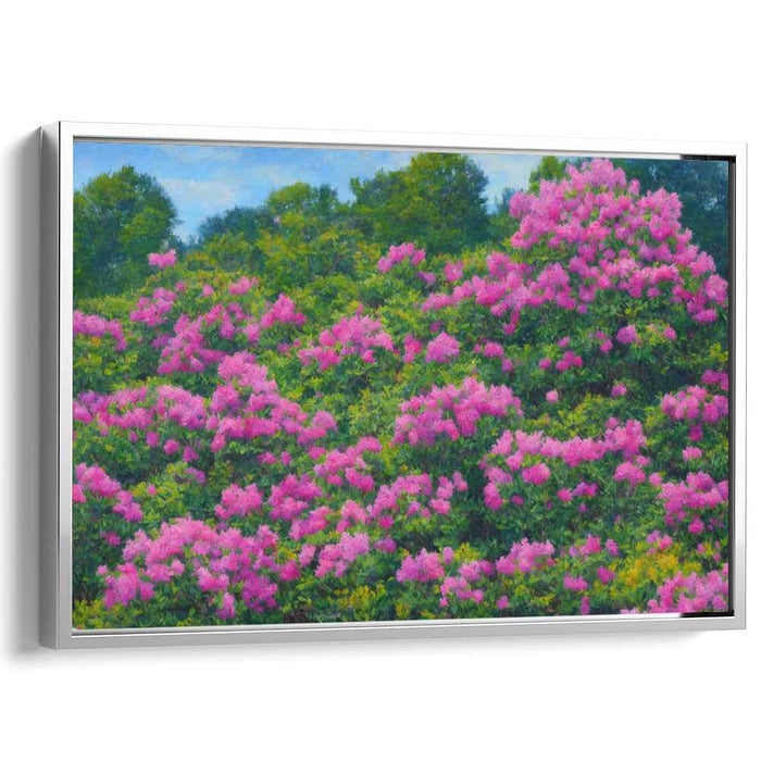 Petals' Dance Symphony: Lush Pink Crepe Myrtle Landscape Canvas Art