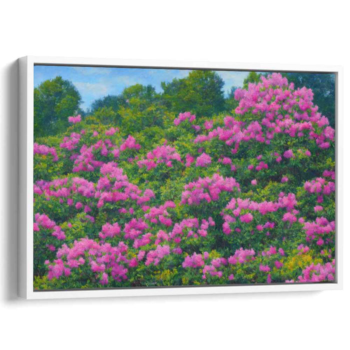 Petals' Dance Symphony: Lush Pink Crepe Myrtle Landscape Canvas Art