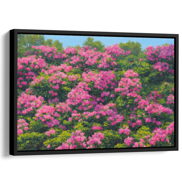 Whispers of Pink Paradise: Lush Pink Crepe Myrtle Landscape Canvas Art