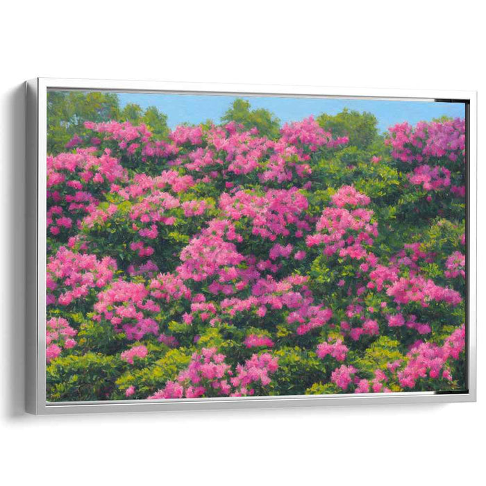Whispers of Pink Paradise: Lush Pink Crepe Myrtle Landscape Canvas Art