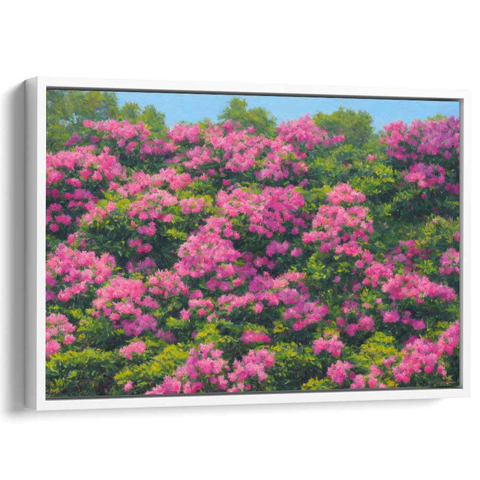Whispers of Pink Paradise: Lush Pink Crepe Myrtle Landscape Canvas Art