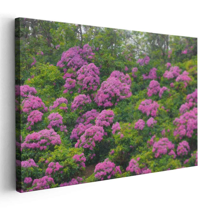 Blossom Rhapsody Dance: Vibrant Floral Landscape Canvas Art