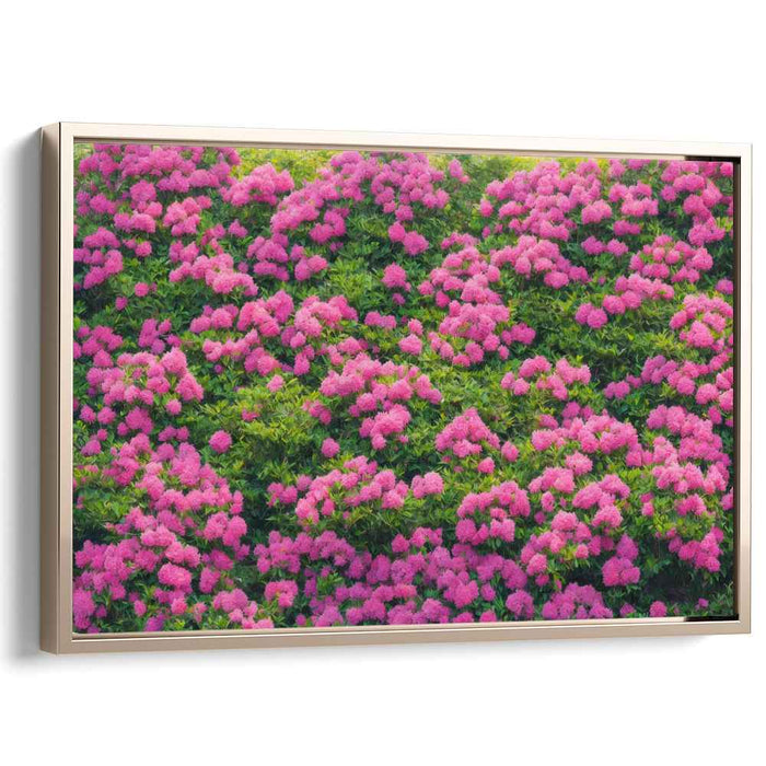Whispers Under Rose Petals: Lush Garden of Pink Flowers Canvas Art Print