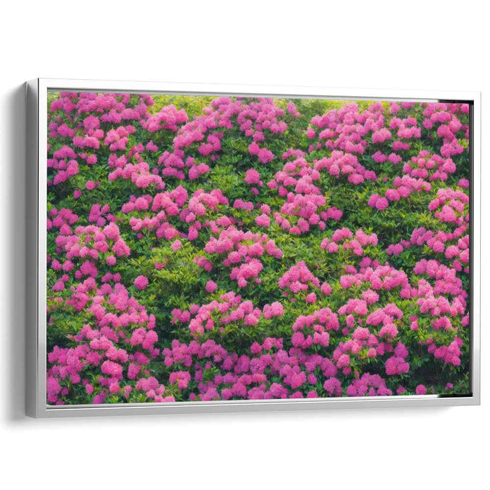 Whispers Under Rose Petals: Lush Garden of Pink Flowers Canvas Art Print