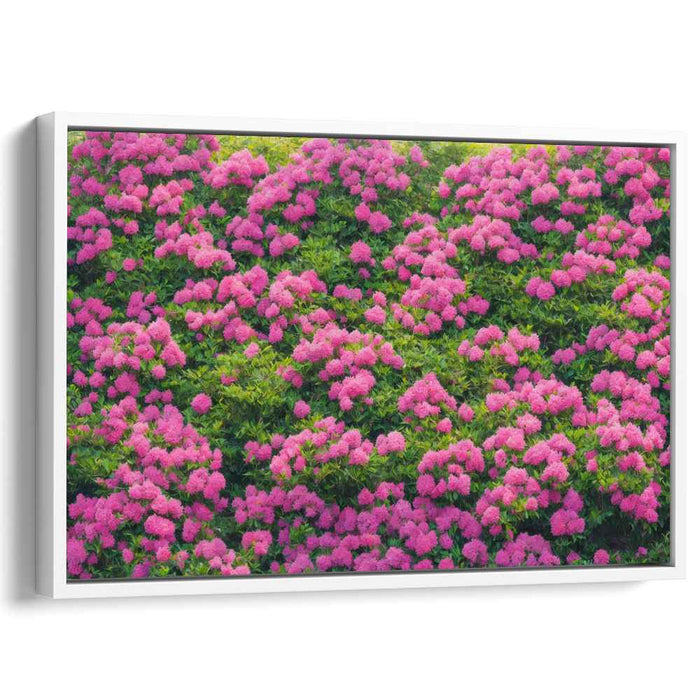 Whispers Under Rose Petals: Lush Garden of Pink Flowers Canvas Art Print