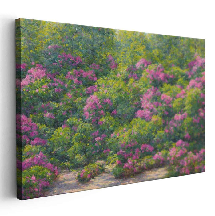 Petals in Dots: Pointillist Pink Flower Canvas Art Print