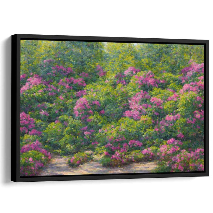 Petals in Dots: Pointillist Pink Flower Canvas Art Print