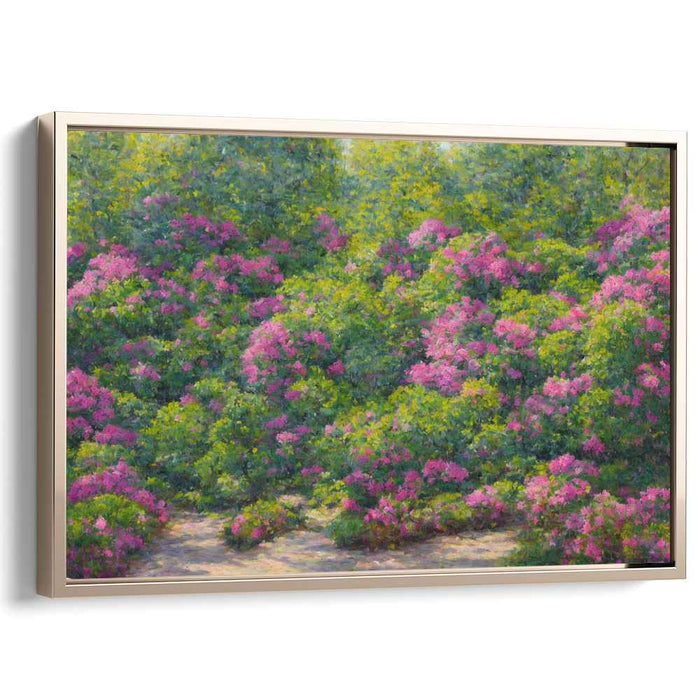 Petals in Dots: Pointillist Pink Flower Canvas Art Print