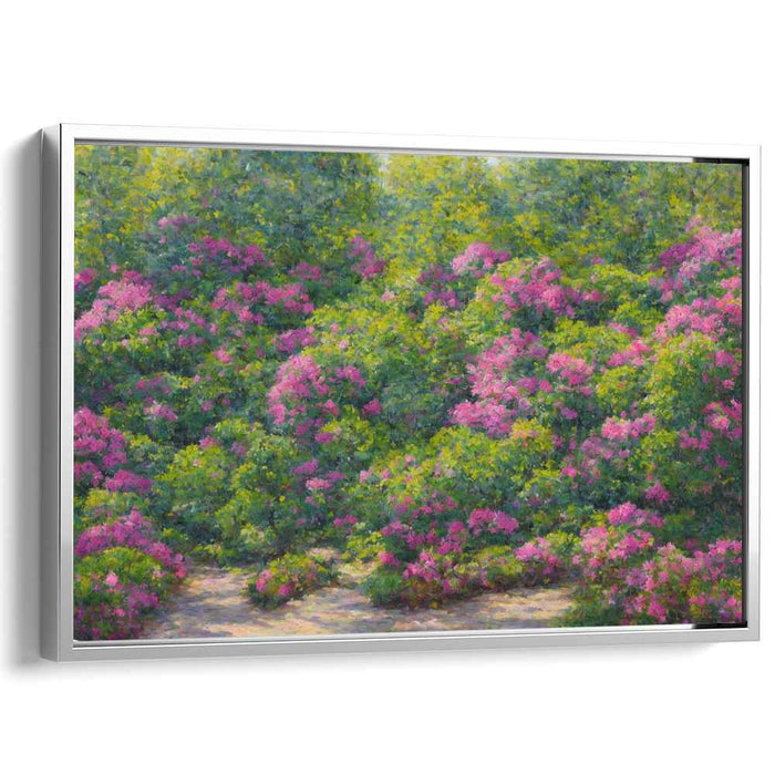 Petals in Dots: Pointillist Pink Flower Canvas Art Print