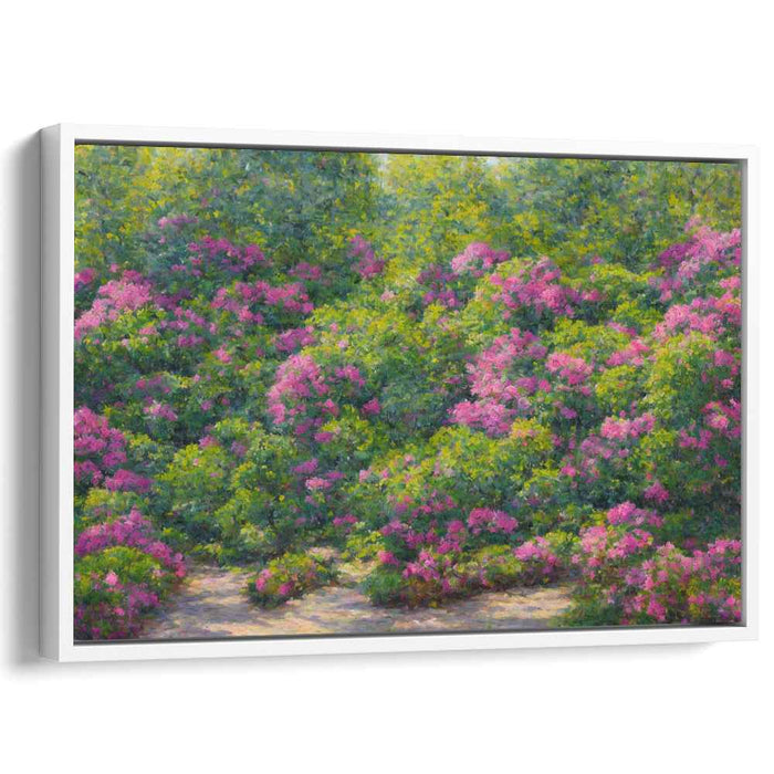 Petals in Dots: Pointillist Pink Flower Canvas Art Print