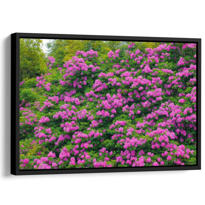 Enchanted Garden Bloom Burst: Vibrant Pink Blossoms in Lush Greenery Canvas Art Print