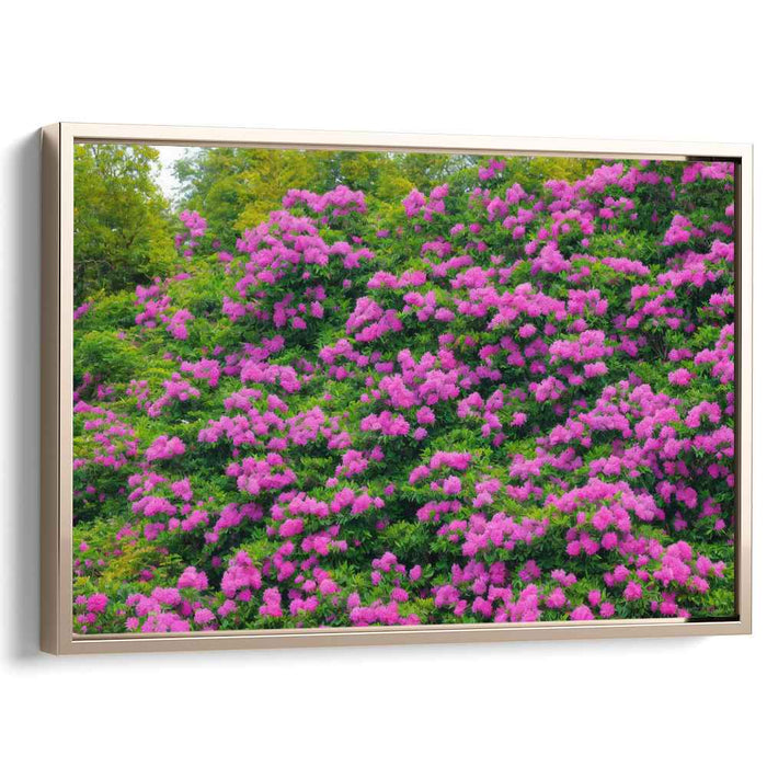 Enchanted Garden Bloom Burst: Vibrant Pink Blossoms in Lush Greenery Canvas Art Print