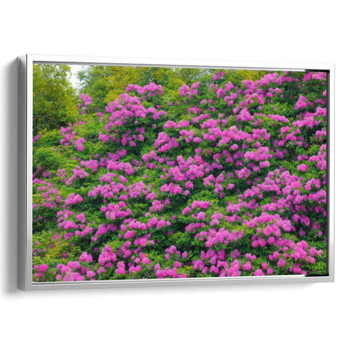 Enchanted Garden Bloom Burst: Vibrant Pink Blossoms in Lush Greenery Canvas Art Print