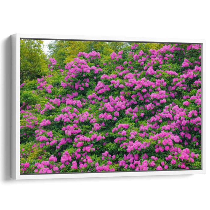 Enchanted Garden Bloom Burst: Vibrant Pink Blossoms in Lush Greenery Canvas Art Print