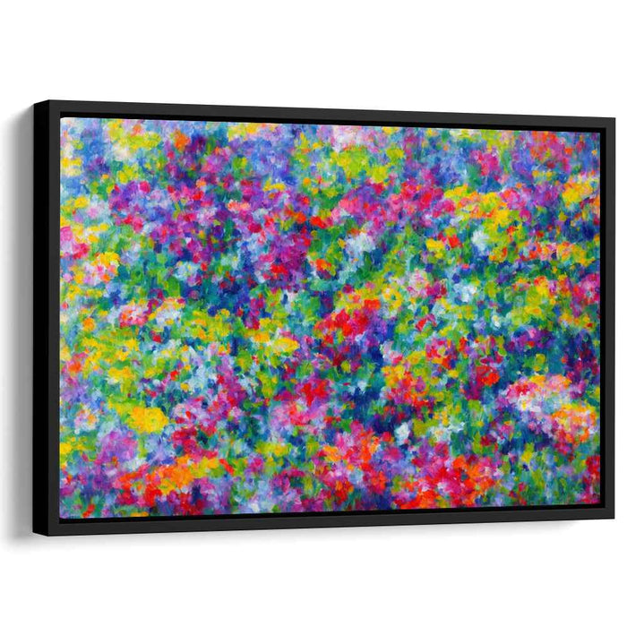 Dancing Pixels of Flora: Vibrant Pointillist Garden Canvas Art Print