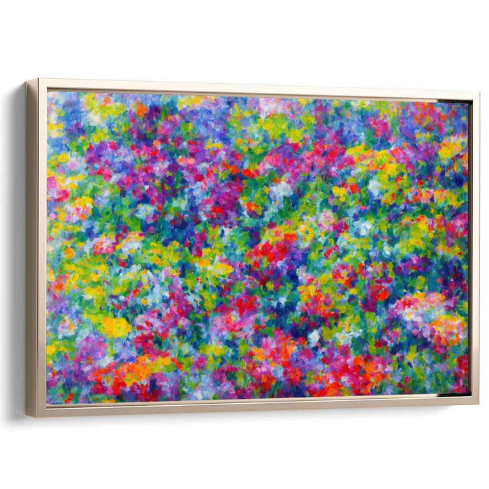 Dancing Pixels of Flora: Vibrant Pointillist Garden Canvas Art Print