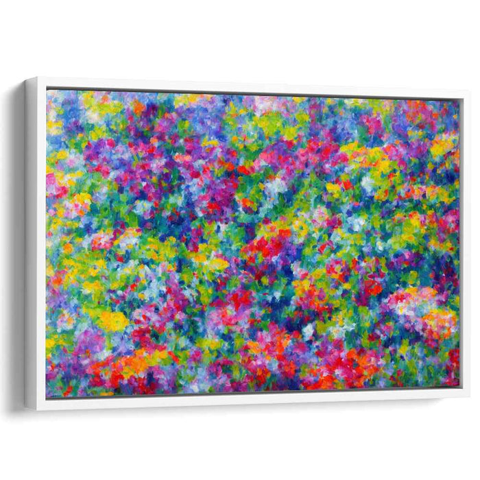 Dancing Pixels of Flora: Vibrant Pointillist Garden Canvas Art Print