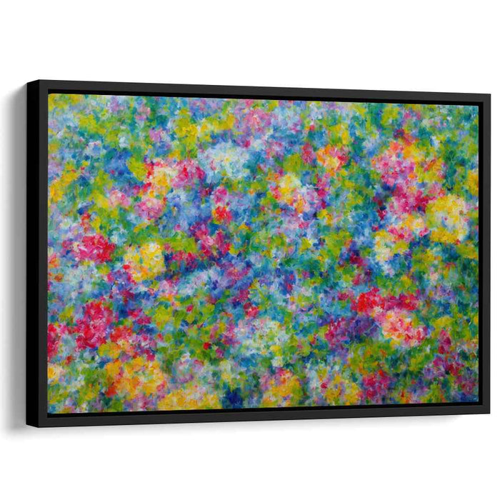 Colorful Tranquility Blossom: Abstract Impressionist Garden Canvas Art Print