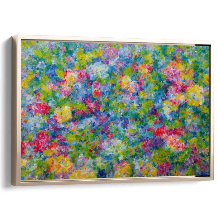 Colorful Tranquility Blossom: Abstract Impressionist Garden Canvas Art Print