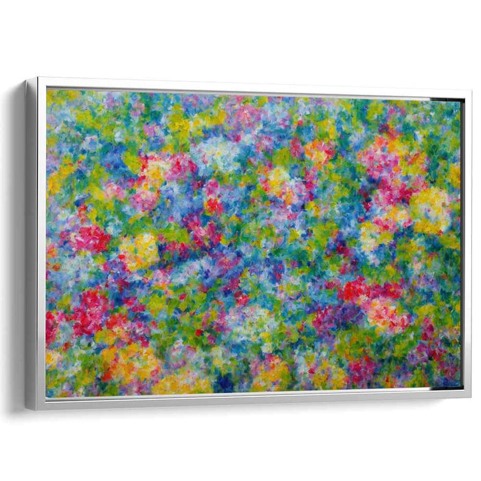 Colorful Tranquility Blossom: Abstract Impressionist Garden Canvas Art Print