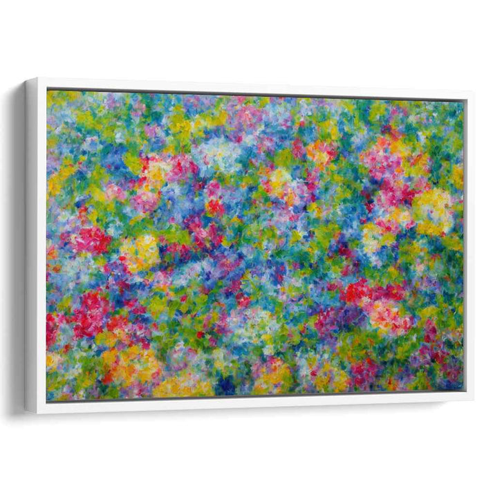 Colorful Tranquility Blossom: Abstract Impressionist Garden Canvas Art Print