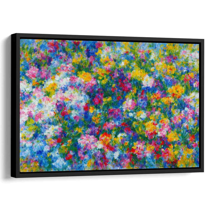 Chromatic Dots Bloom: Vibrant Pointillist Garden Canvas Art Print