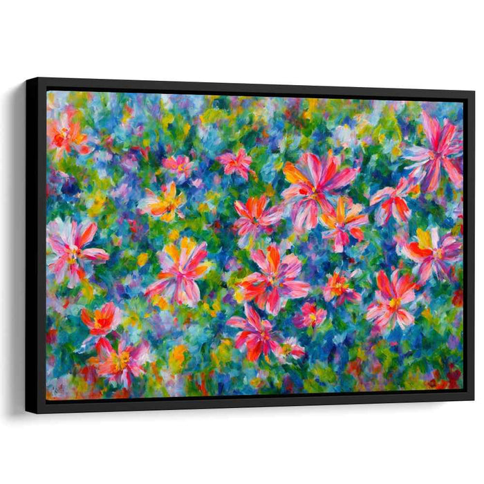 Whimsical Garden Symphony: Lively Impressionist Floral Canvas Art Print
