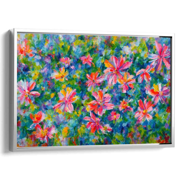 Whimsical Garden Symphony: Lively Impressionist Floral Canvas Art Print