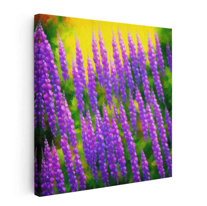 Sunlit Lupines: A Vibrant Impressionistic Landscape Canvas Art Print