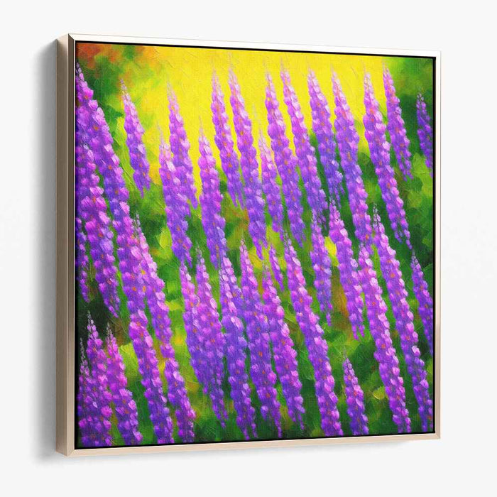 Sunlit Lupines: A Vibrant Impressionistic Landscape Canvas Art Print