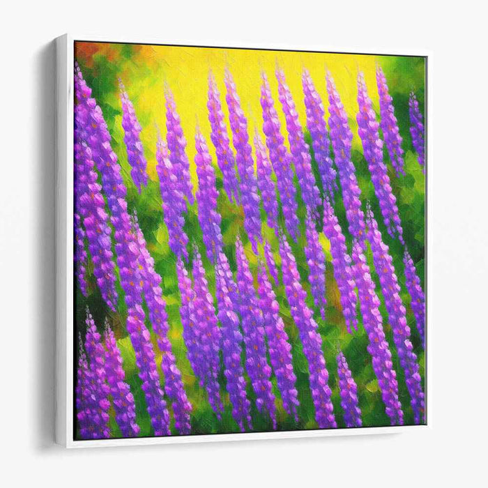 Sunlit Lupines: A Vibrant Impressionistic Landscape Canvas Art Print