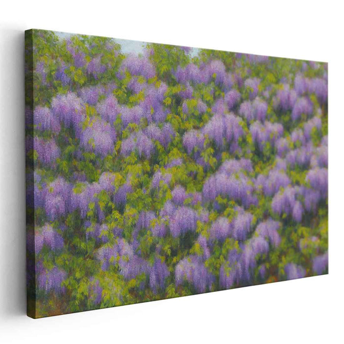 Pastel Field Symphony: Impressionist Lavender and Green Landscape Canvas Art Print