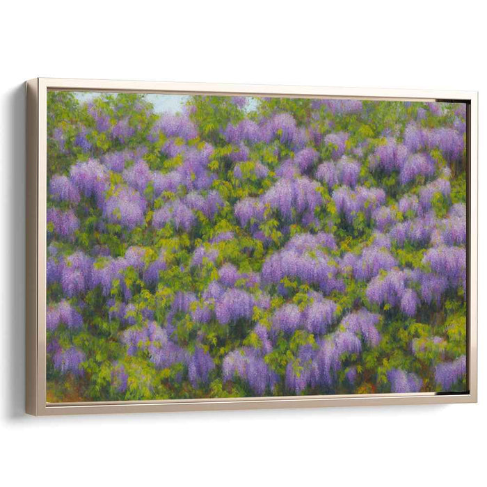 Pastel Field Symphony: Impressionist Lavender and Green Landscape Canvas Art Print