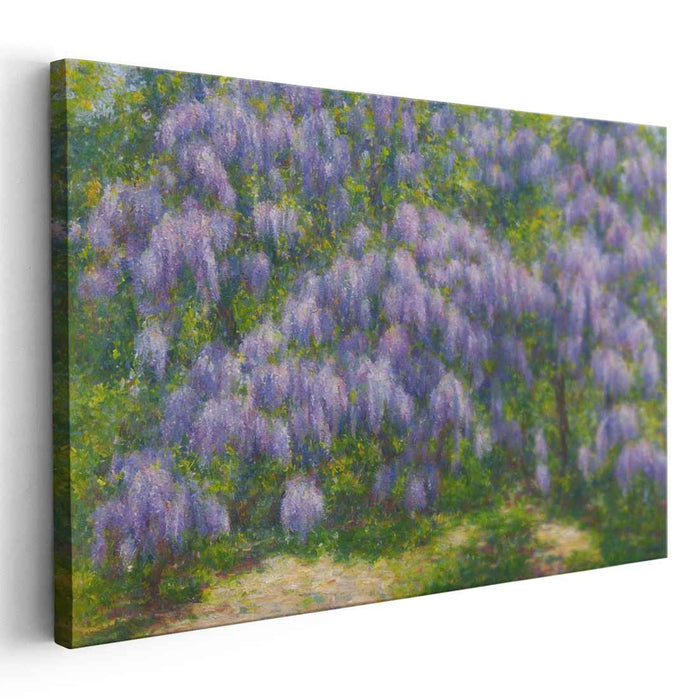Lilac Mosaic Symphony: Impressionist Wisteria Canvas Art Print