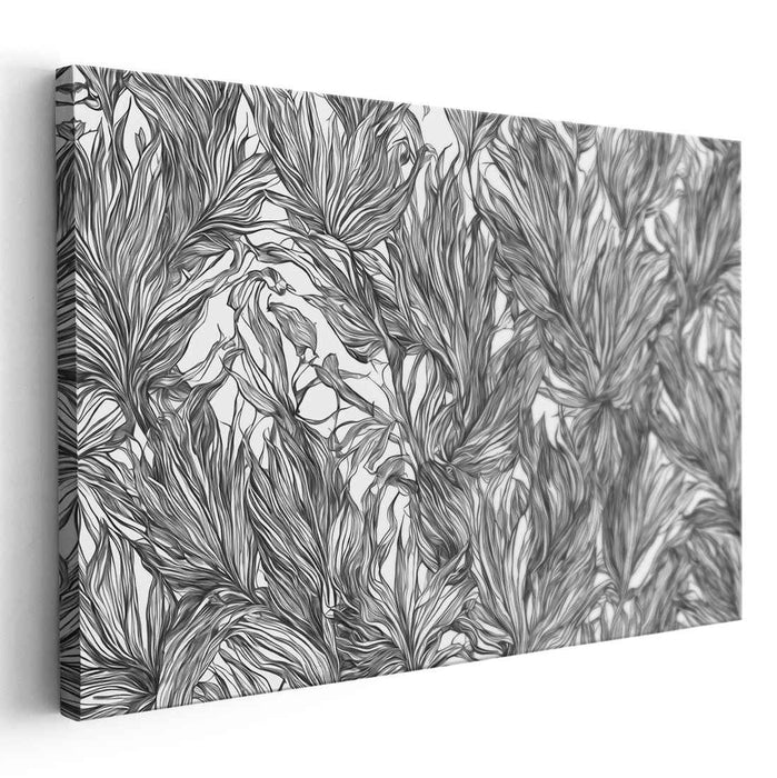 Intricate Monochrome Leaves: Contemporary Botanical Art Print