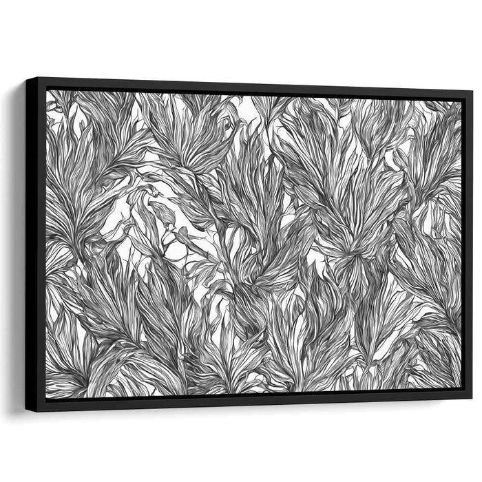 Intricate Monochrome Leaves: Contemporary Botanical Art Print