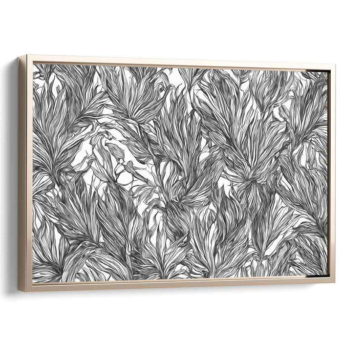 Intricate Monochrome Leaves: Contemporary Botanical Art Print