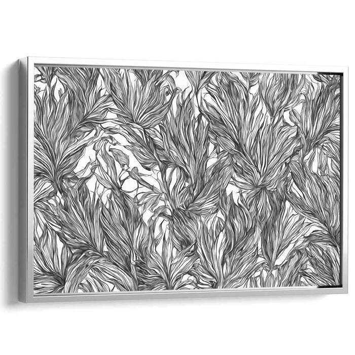 Intricate Monochrome Leaves: Contemporary Botanical Art Print