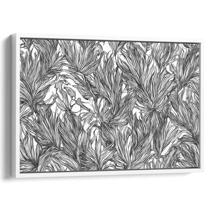 Intricate Monochrome Leaves: Contemporary Botanical Art Print