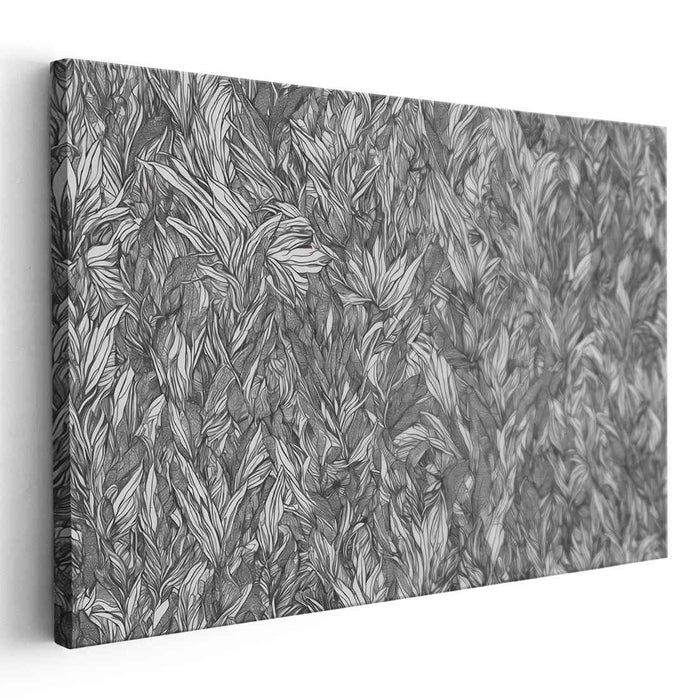 Whispering Winds of Nature: Abstract Leaf and Feather Canvas Art Print