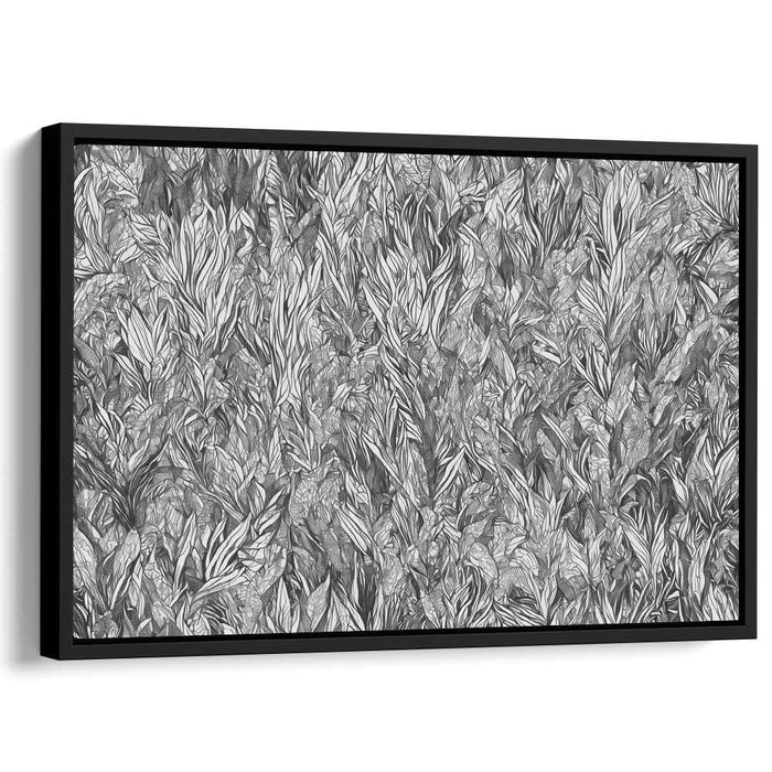 Intricate Forest: Detailed Black and White Botanical Canvas Art Print