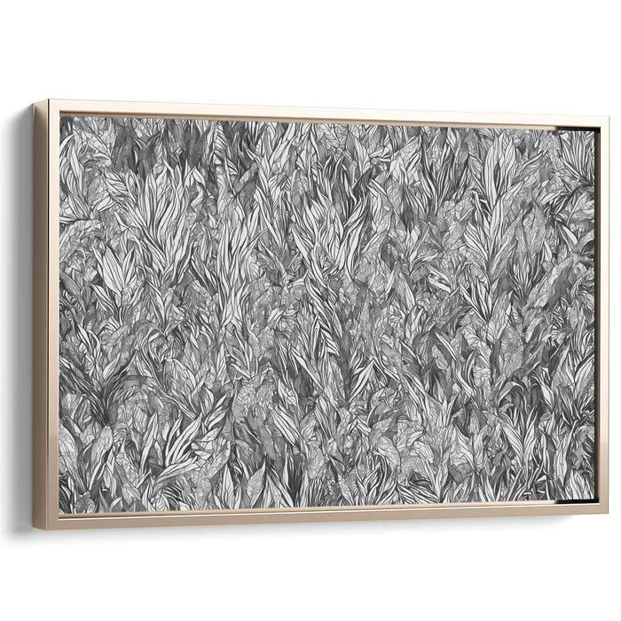 Intricate Forest: Detailed Black and White Botanical Canvas Art Print