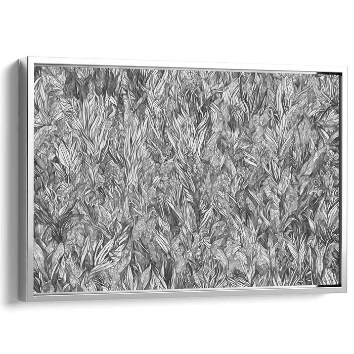 Intricate Forest: Detailed Black and White Botanical Canvas Art Print