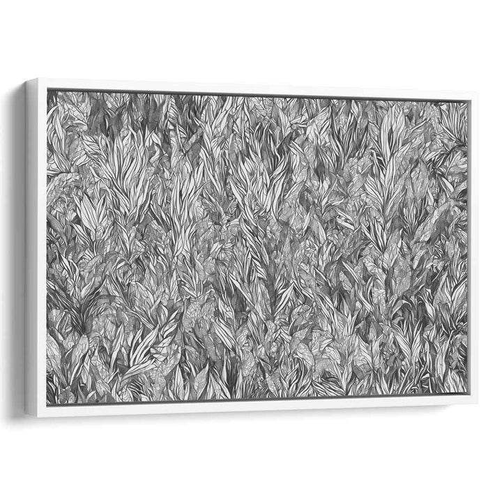 Intricate Forest: Detailed Black and White Botanical Canvas Art Print