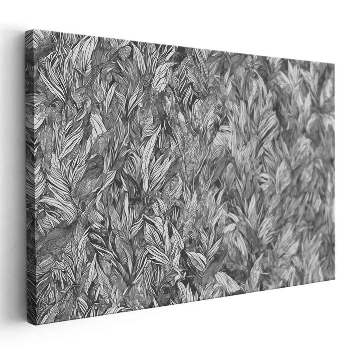Ink Petal Monochrome: Monochromatic Botanical Canvas Art Print