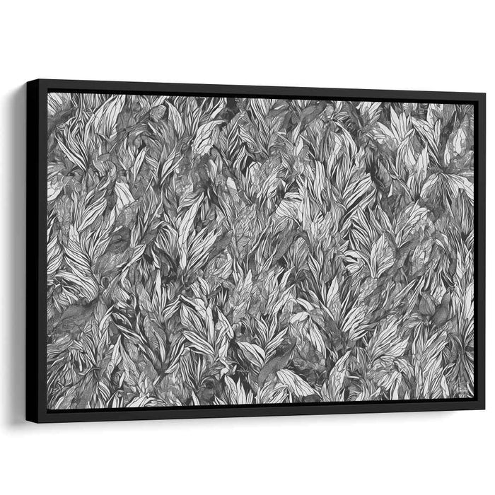 Ink Petal Monochrome: Monochromatic Botanical Canvas Art Print