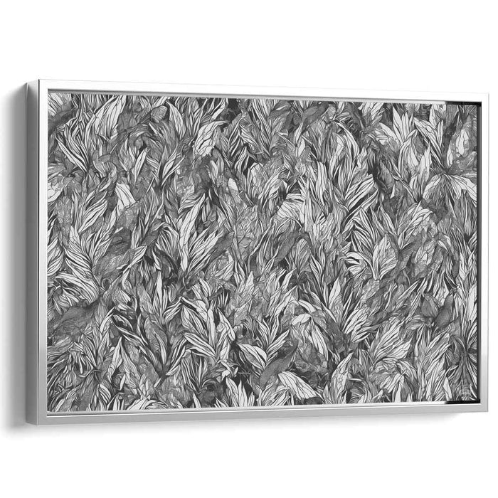 Ink Petal Monochrome: Monochromatic Botanical Canvas Art Print
