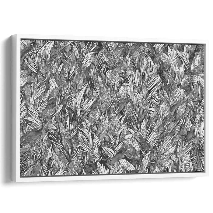 Ink Petal Monochrome: Monochromatic Botanical Canvas Art Print