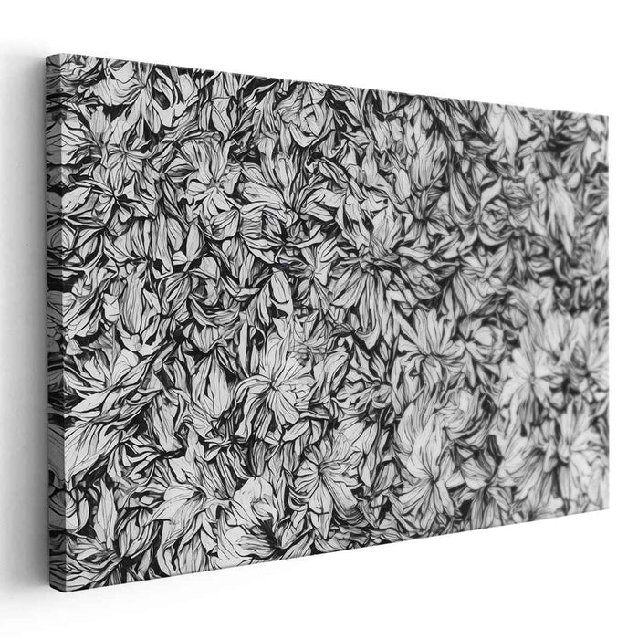 Eternal Blossom Noir: Monochrome Floral Drama Canvas Art Print