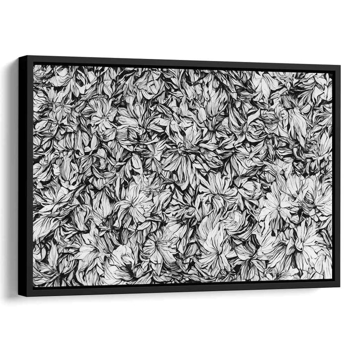 Eternal Blossom Noir: Monochrome Floral Drama Canvas Art Print